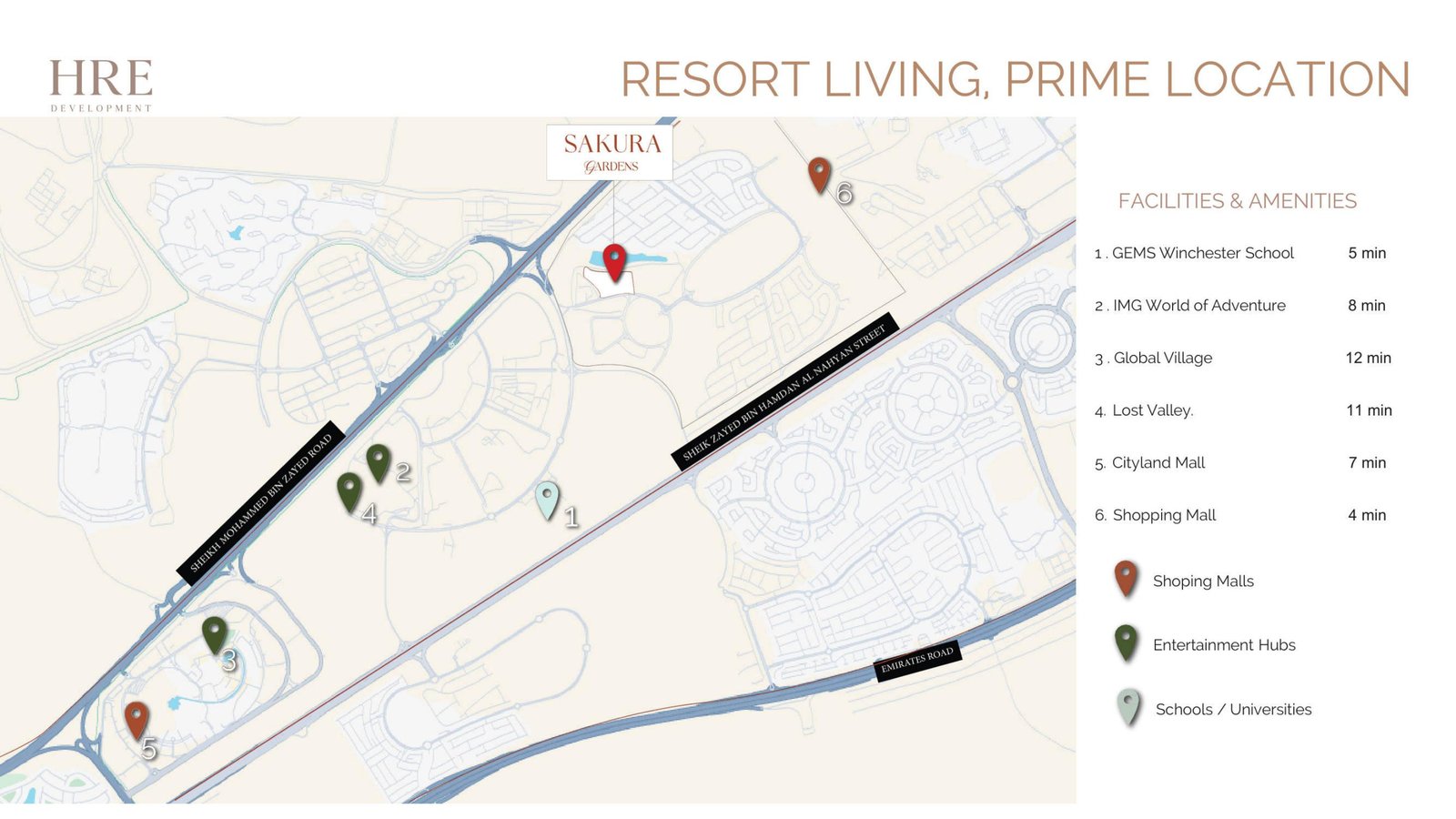 Map showing the location of Sakura Gardens in Wadi Al Safa 5, Dubailand